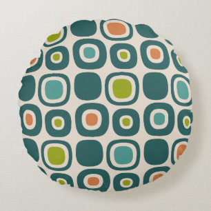 Mid Century Modern Garden Path Pattern Round Cushion