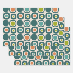 Mid Century Modern Garden Path Pattern Wrapping Paper Sheet