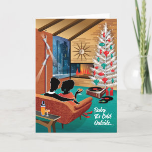 Mid-Century Modern Gay Christmas Card Girl Couple