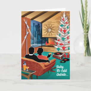 Mid-Century Modern Gay Couple - Men Holiday Card