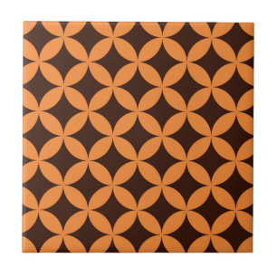 Mid Century Modern Geometic Circles Orange  Tile
