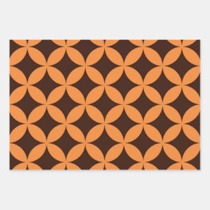 Mid Century Modern Geometic Circles Orange Wrapping Paper Sheet