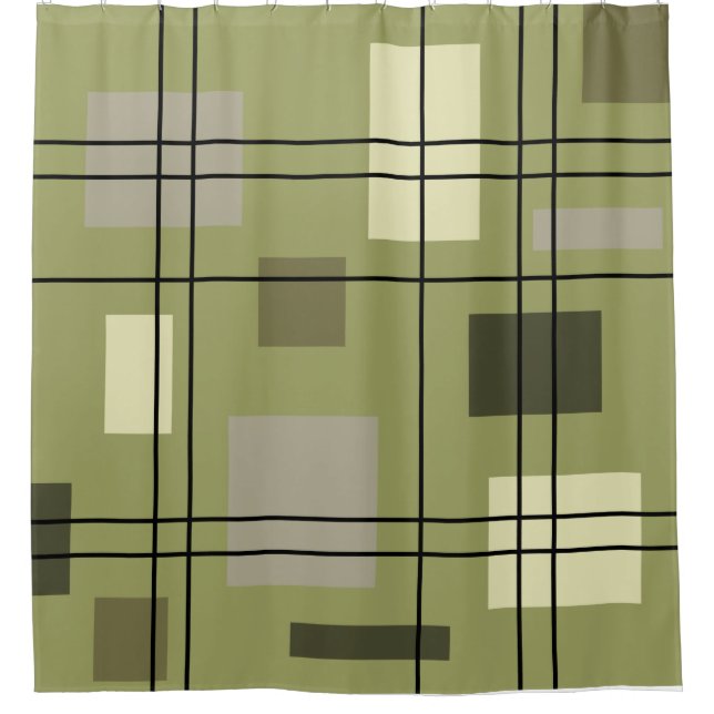Mid Century Modern Geometric 18 Shower Curtain (Front)