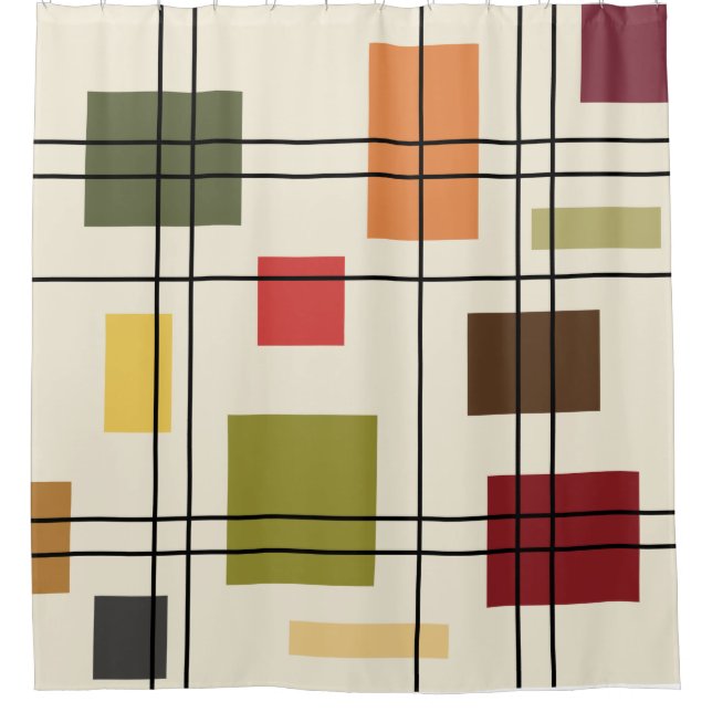 Mid Century Modern Geometric 1 Shower Curtain (Front)