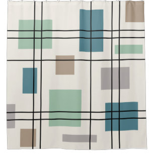 Mid Century Modern Geometric 2 Shower Curtain