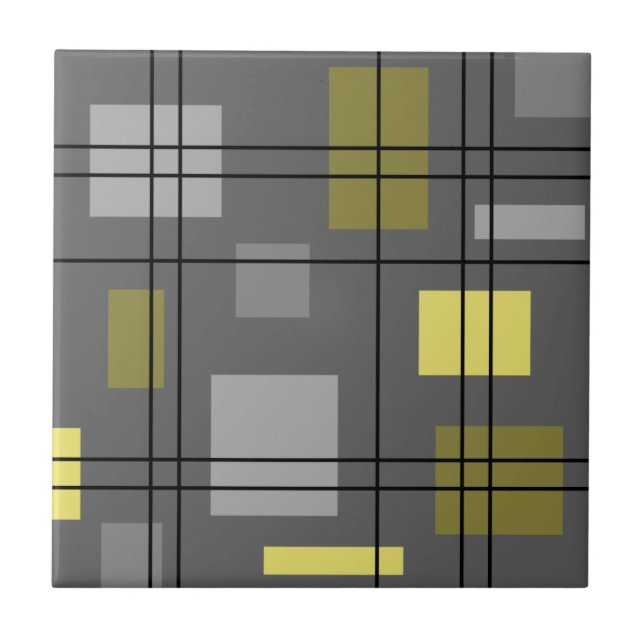 Mid Century Modern Geometric 4 Tile (Front)