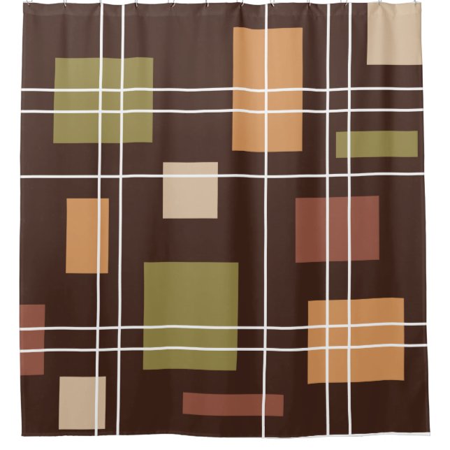 Mid Century Modern Geometric 6 Shower Curtain (Front)