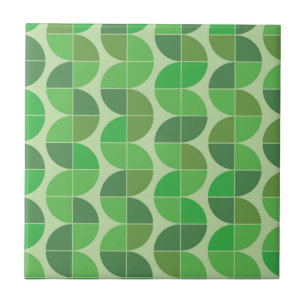 Mid Century Modern Geometric Abstract green   Tile
