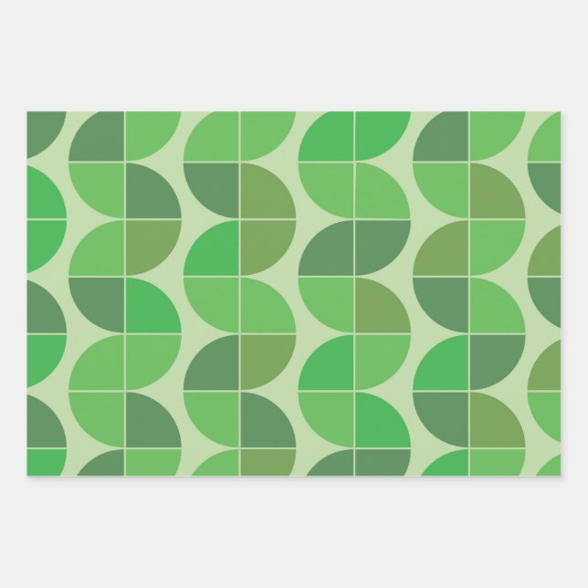 Mid Century Modern Geometric Abstract green   Wrapping Paper Sheet (Front)