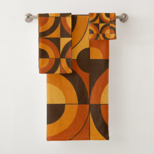 Mid Century Modern Geometric Abstract Pattern Bath Towel Set