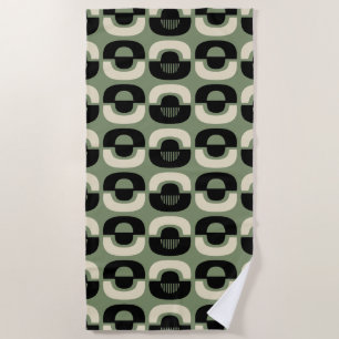 Mid Century Modern Geometric Abstract Pattern Beach Towel