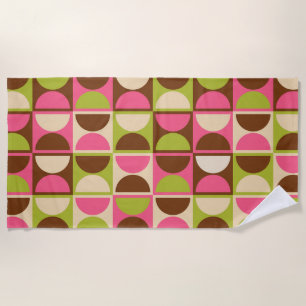 Mid Century Modern Geometric Abstract Pattern Beach Towel