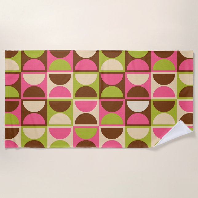 Mid Century Modern Geometric Abstract Pattern Beach Towel (Front)