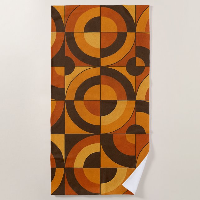 Mid Century Modern Geometric Abstract Pattern Beach Towel (Front)