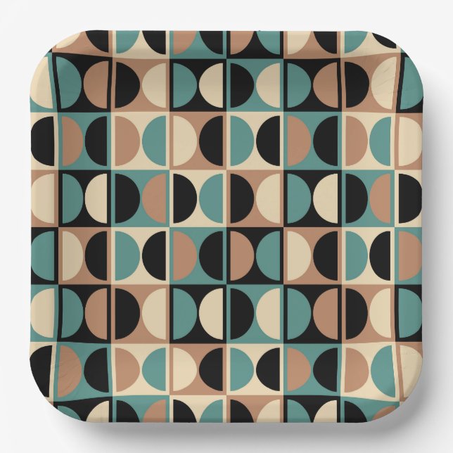 Mid Century Modern Geometric Abstract Pattern Paper Plate (Front)