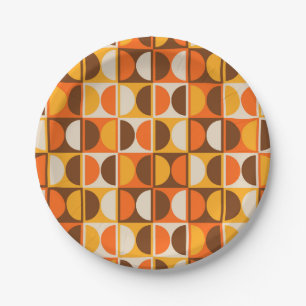 Mid Century Modern Geometric Abstract Pattern Paper Plate
