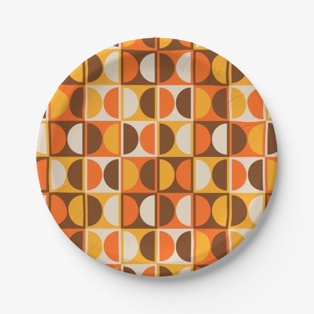 Mid Century Modern Geometric Abstract Pattern Paper Plate (Front)