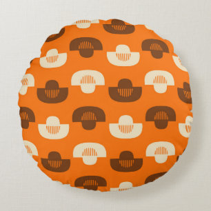 Mid Century Modern Geometric Abstract Pattern Round Cushion