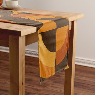 Mid Century Modern Geometric Abstract Pattern Short Table Runner