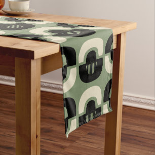 Mid Century Modern Geometric Abstract Pattern Short Table Runner