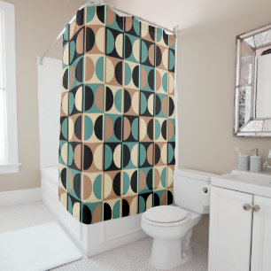 Mid Century Modern Geometric Abstract Pattern Shower Curtain