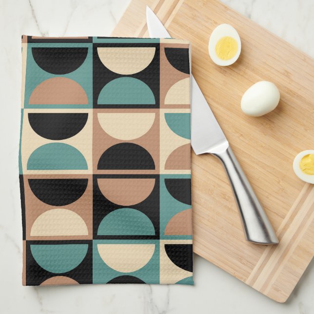 Mid Century Modern Geometric Abstract Pattern Tea Towel (Quarter Fold)