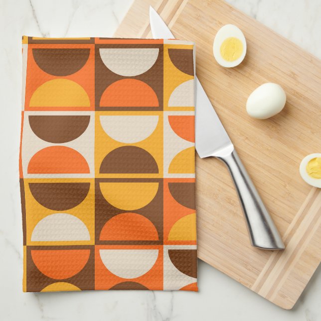 Mid Century Modern Geometric Abstract Pattern Tea Towel (Quarter Fold)