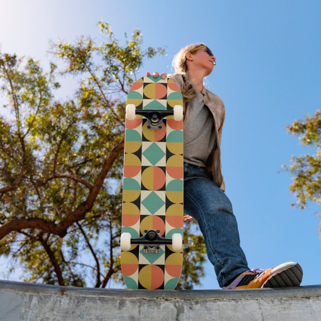 Mid Century Modern Geometric Abstract Skateboard (Outdoor 1)