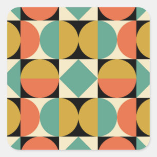 Mid Century Modern Geometric Abstract Square Sticker