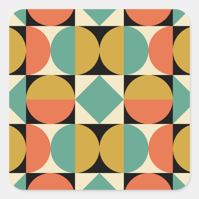 Mid Century Modern Geometric Abstract Square Sticker (Front)