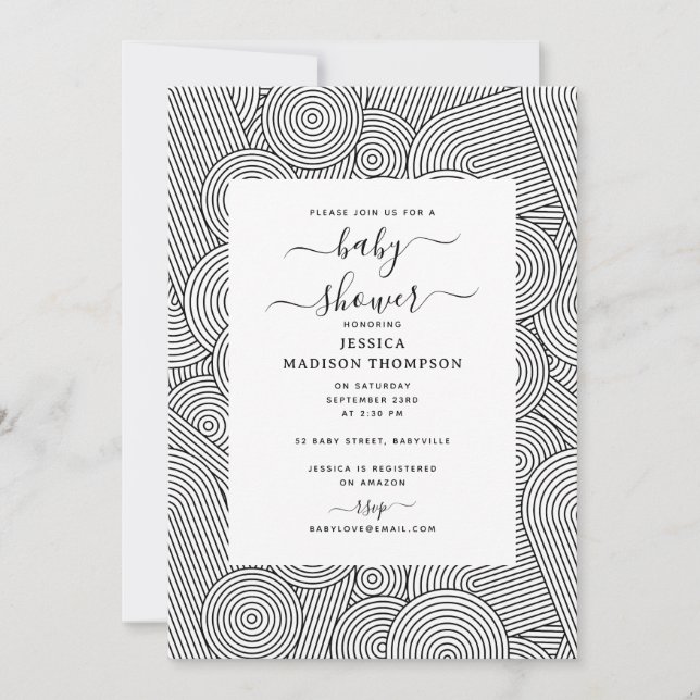 Mid Century Modern Geometric Arch Baby Shower Invitation (Front)