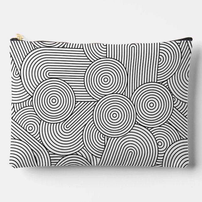 Mid Century Modern Geometric Arch Black White Accessory Pouch (Front)