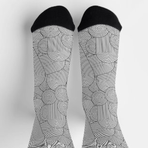 Mid Century Modern Geometric Arch Black White Socks