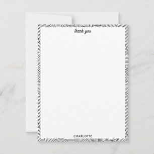 Mid Century Modern Geometric Arch Black White Thank You Card