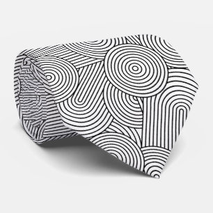 Mid Century Modern Geometric Arch Black White Tie