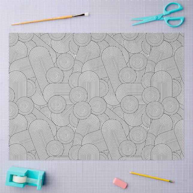 Mid Century Modern Geometric Arch Black White Tissue Paper (Craft)