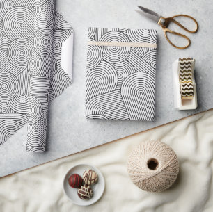 Mid Century Modern Geometric Arch Black White Wrapping Paper