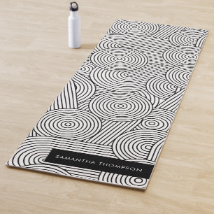 Mid Century Modern Geometric Arch Black White Yoga Mat