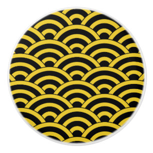 Mid Century Modern Geometric Arch Pattern Ceramic Knob