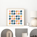 Mid Century Modern Geometric Art Design Poster<br><div class="desc">A Mid Century Modern Geometric Art Design in subdued,  soft shades of blush pink,  mustard yellow,  and slate blue.</div>