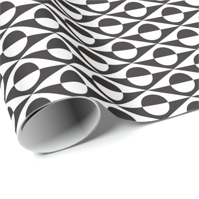 Mid-Century Modern geometric, black and white Wrapping Paper (Roll Corner)