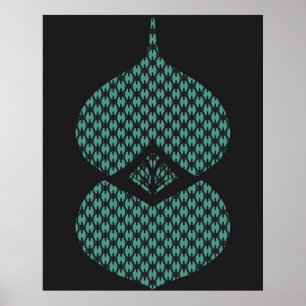 Mid Century Modern Geometric Black Turquoise Poster