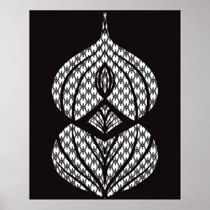 Mid Century Modern Geometric Black White Poster
