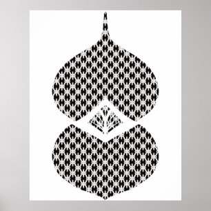 Mid Century Modern Geometric Black White  Poster