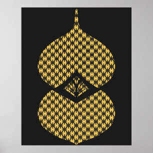 Mid Century Modern Geometric Black Yellow Poster