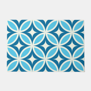 Mid Century Modern Geometric Blue Pattern  Doormat