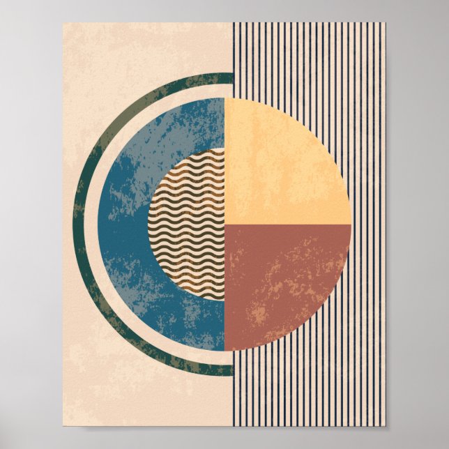 Mid Century Modern Geometric boho art  boho  Poster (Front)