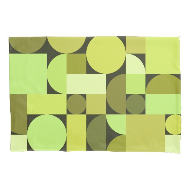 Mid Century Modern Geometric Chartreuse Pillowcase (Front)