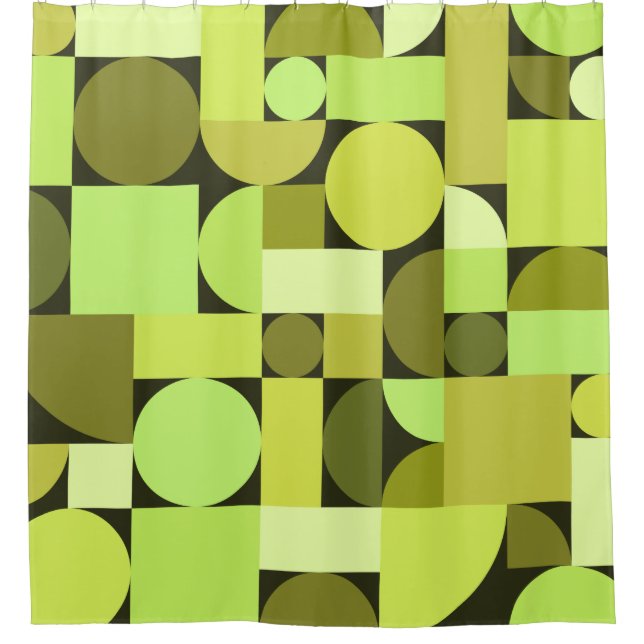 Mid Century Modern Geometric Chartreuse Shower Curtain (Front)