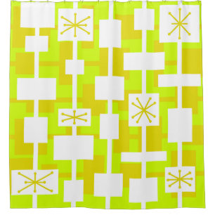 Mid Century Modern Geometric Chartreuse Shower Curtain